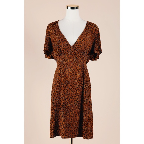 Faithfull the Brand Dresses & Skirts - Sz L Faithfull The Brand Farida Mini Dress In Romina Crepe Leopard Print EUC